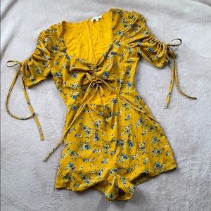 Floral Mustard Yellow Romper